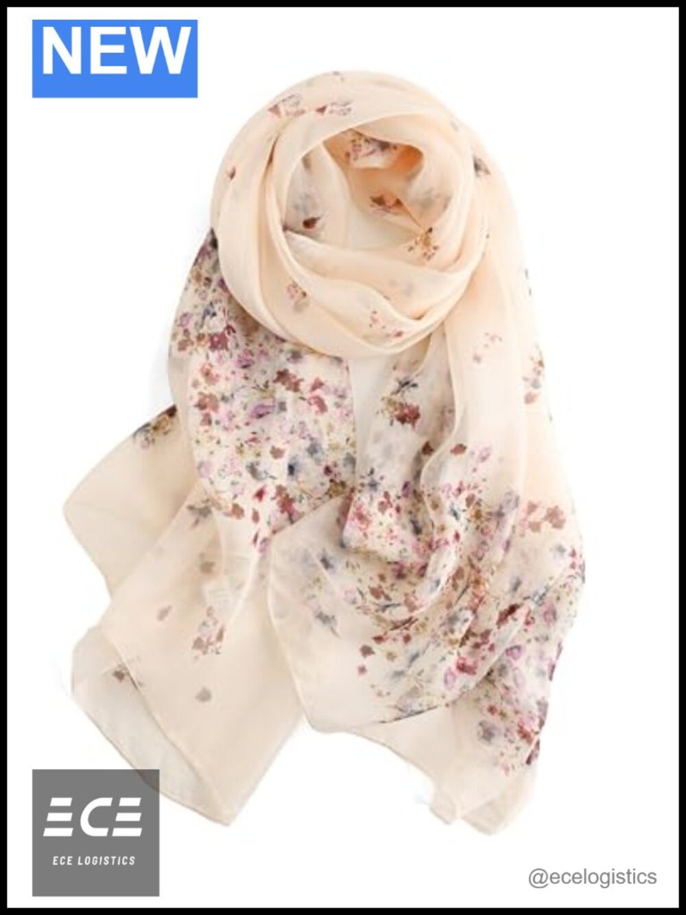 100% Mulberry Silk Chiffon Scarf Large Floral Shawl Wrap Gift